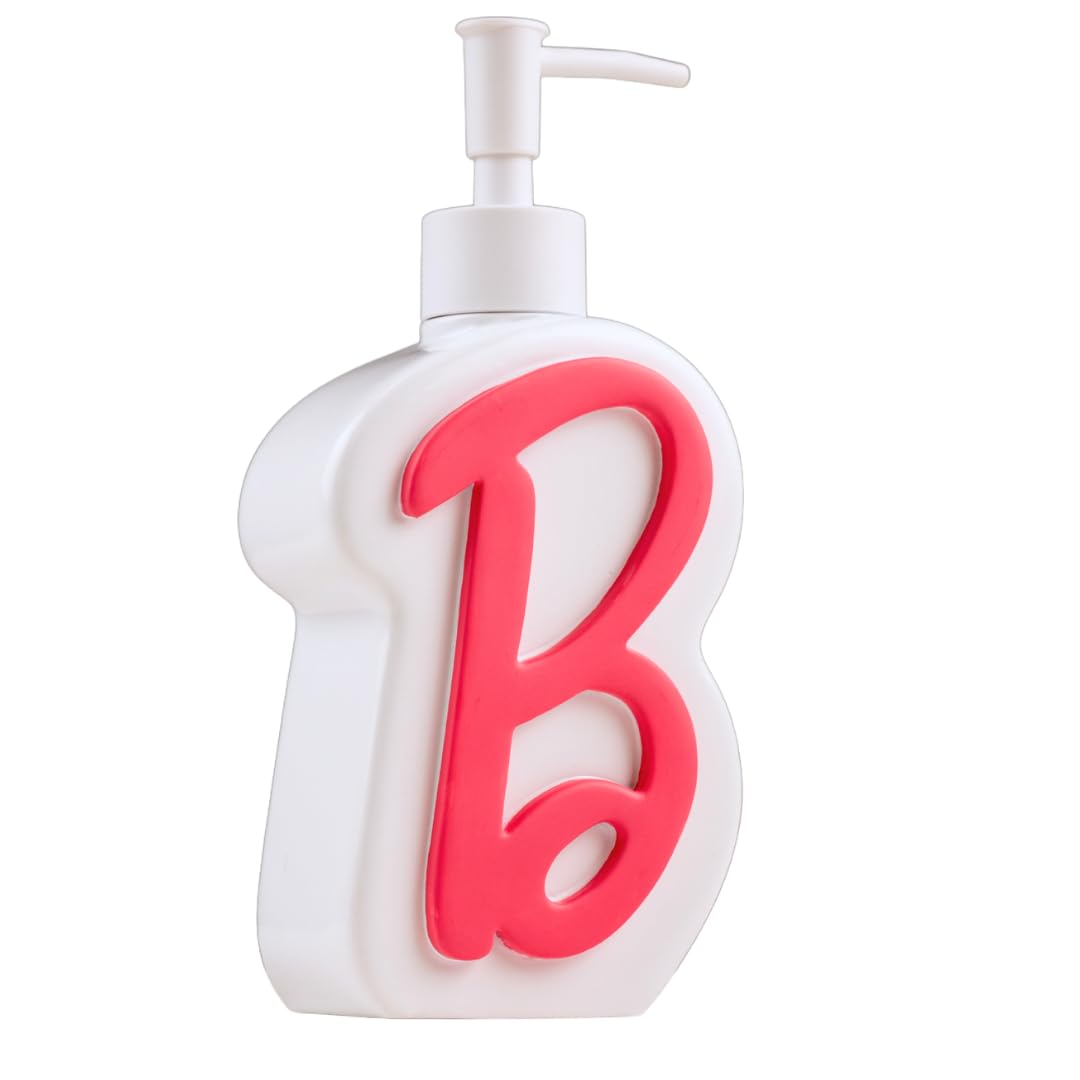 Collectibles Barbie Pink B Monogram - Dispensador de jabón, loción y desinfectante de Manos, Resina, 345 ml (Producto con Licencia Oficial) Franco - Rosa Oscuro – Dispensador Barbie
