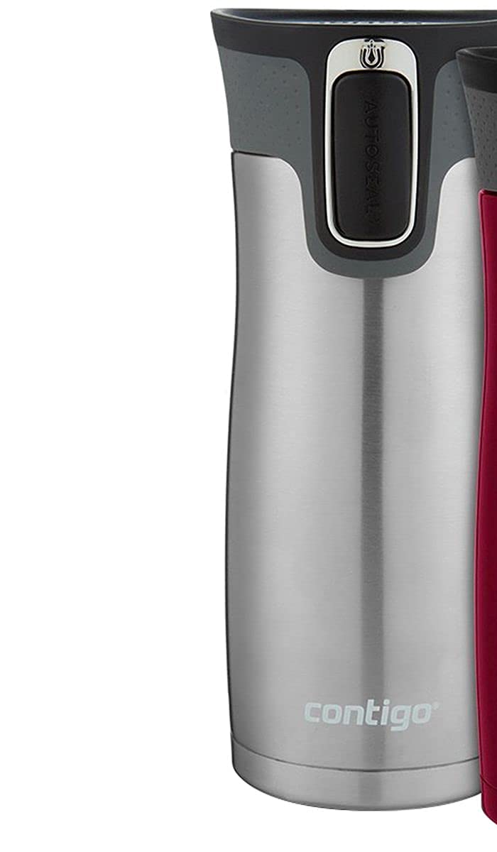 Contigo Jackson – Botella de agua reutilizable, 2 unidades, Very Berry & Stainless Steel, 473,18ml, 1