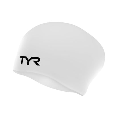 TYR Gorro de Natación de Silicona para Cabello Largo - Blanco