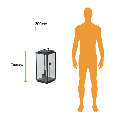 Tecnolite Lámpara de Pilar/Piso Tipo Farol Exterior, Potencia Máx. 180 W, 3 Bases E27, IP44, No incluye focos