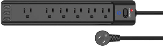 Smartbitt Supresor de Picos de Voltaje - Protector contra sobretensiones, 6 Contactos y 3 Puertos USB Tipo A