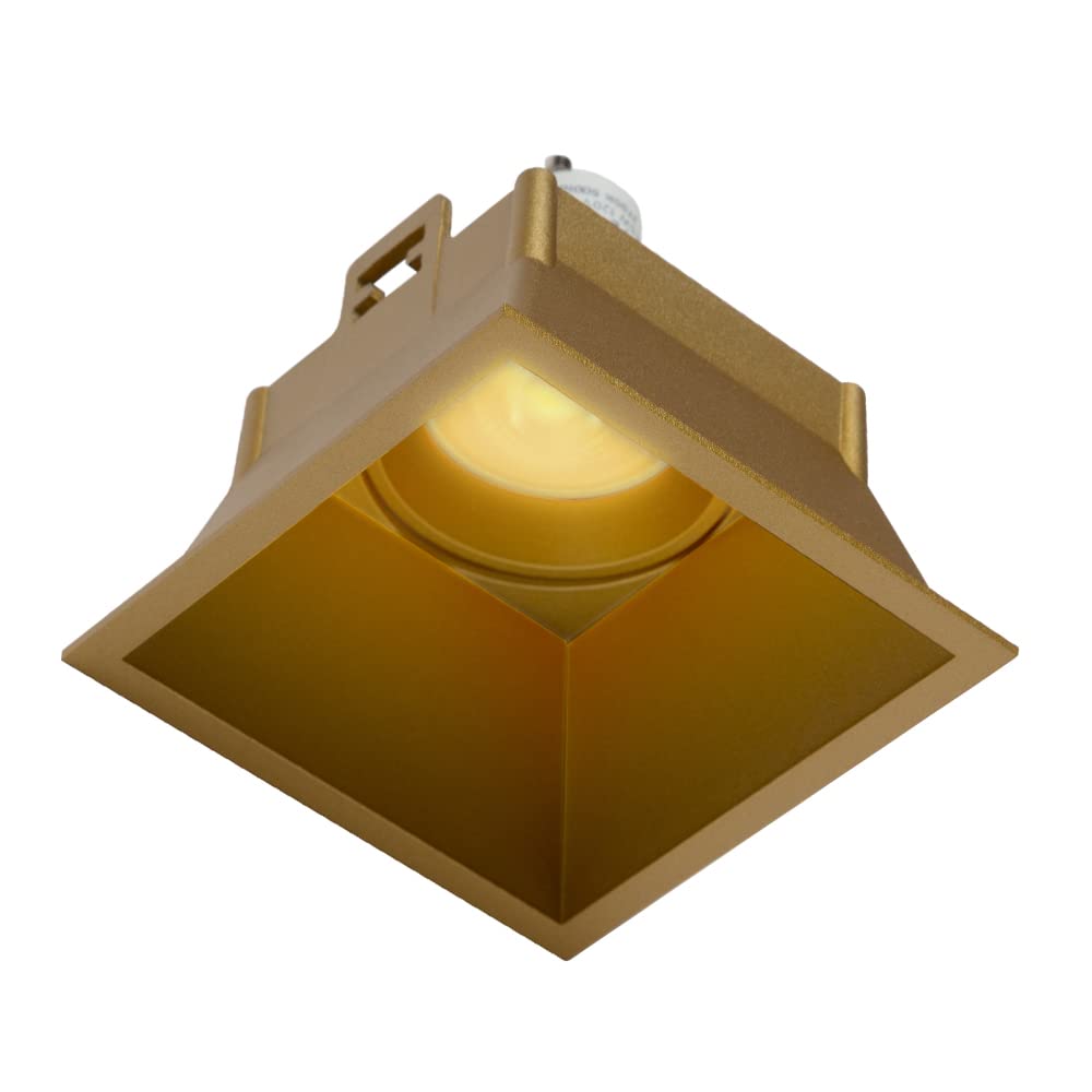 ILLUX Lámpara de empotrar en plafón, Uso en interior, Lampara moderna y Elegante, Incluye foco MR16 de luz cálida 4.5 W, Color Dorado, lampara para recamara, sala, cocina TH-3004.DKT30
