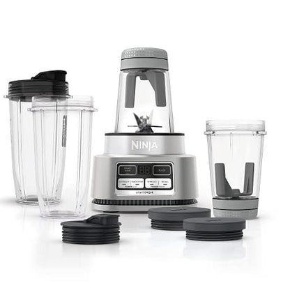 Ninja Foodi Power Nutri Duo SmartTorque Bowl + Vaso SS101Q | SmartTorque sin Atascos | Cup para Bebidas + Bowl para Smoothie Espeso | 1200W