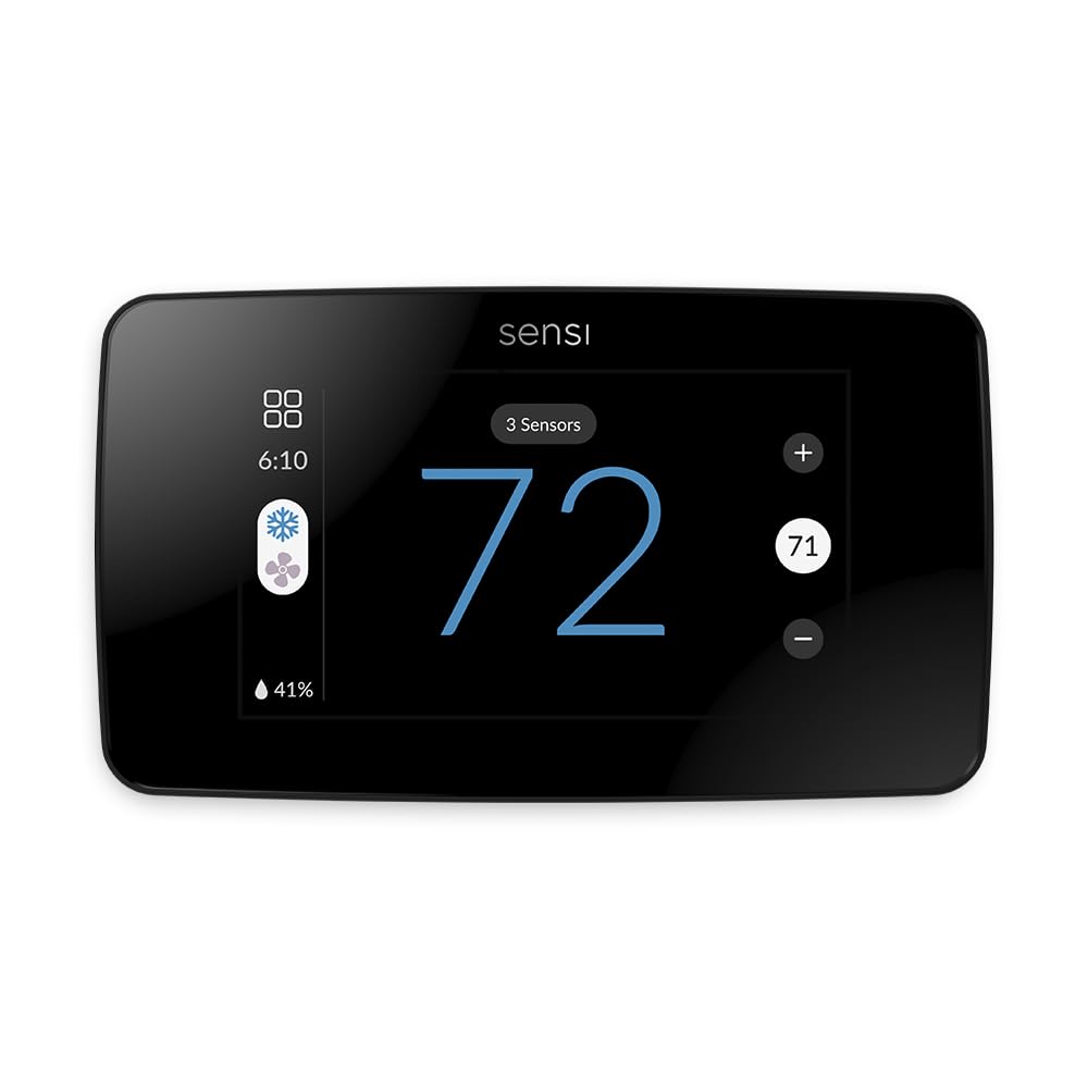 Termostato inteligente Sensi Touch 2 con pantalla táctil a color, programable, Wi-Fi, privacidad de datos, aplicación móvil, bricolaje sencillo, funciona con Alexa, certificación Energy Star, ST76, r - Borde biselado negro - Termostato