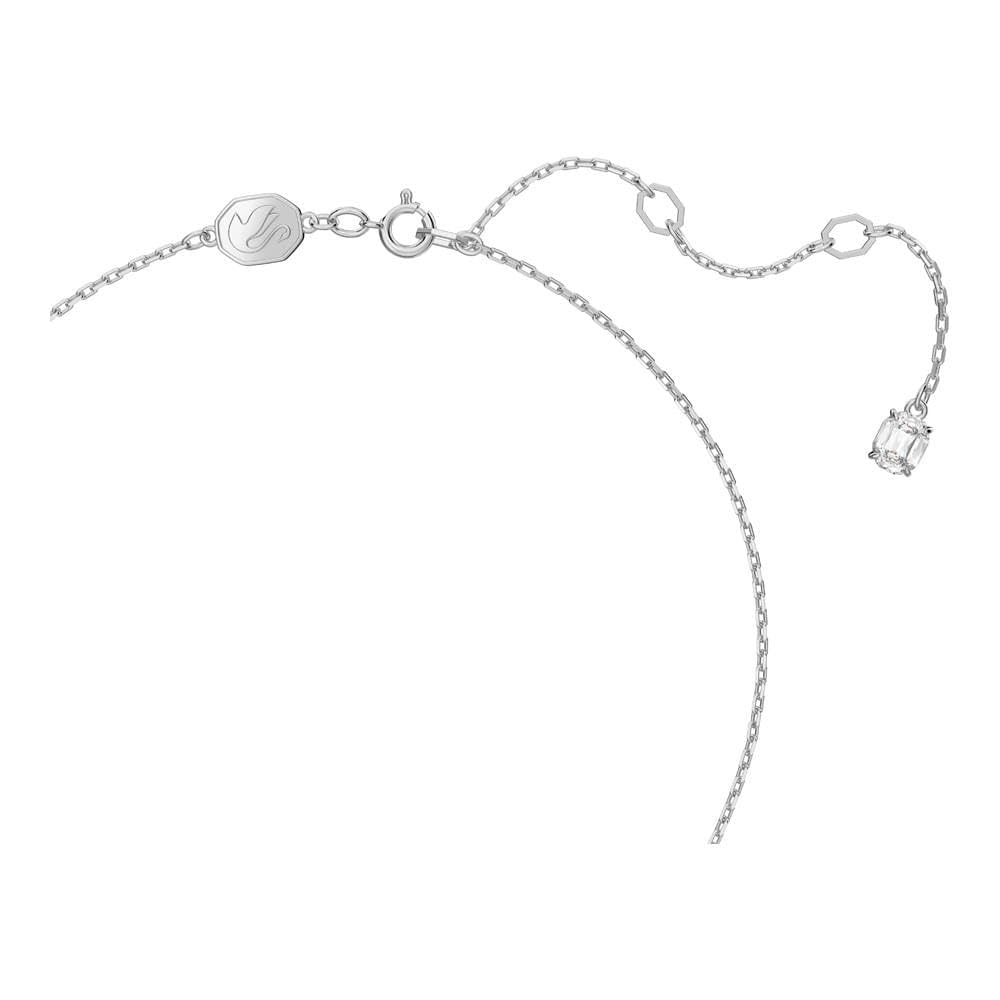 SWAROVSKI - Colgante angélico con vidrio transparente circular y pavé de vidrio transparente en una cadena chapada en rodio