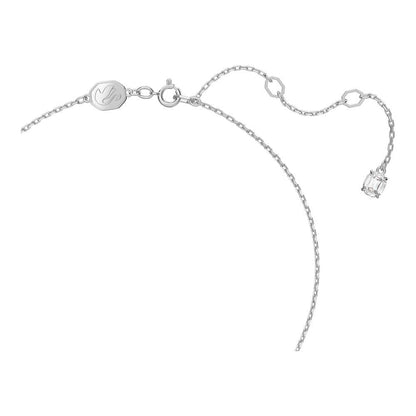 SWAROVSKI - Colgante angélico con vidrio transparente circular y pavé de vidrio transparente en una cadena chapada en rodio