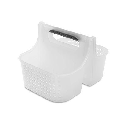 Madesmart - Bolsa de Ducha de Agarre Suave de 2 Compartimentos para organización de baño, cubeta de Almacenamiento de plástico, tamaño pequeño, Escarcha