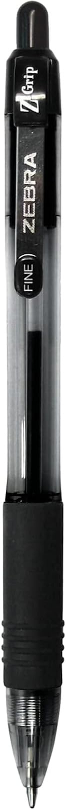 ZEBRA Pen Z-Grip - Bolígrafo retráctil, punta fina, 0,7 mm, tinta negra, paquete de 12