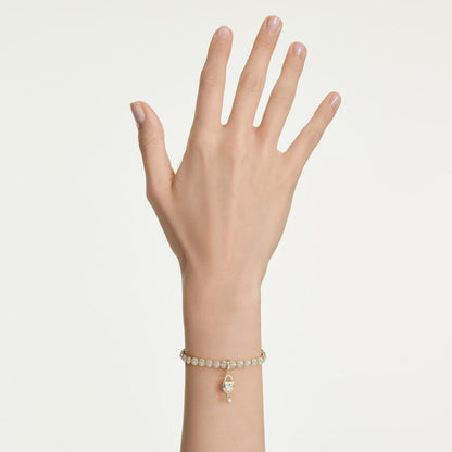Charm Idyllia, Tallas mixtas, Corazón con llave, Blanco, Acabado en oro de 18 quilates