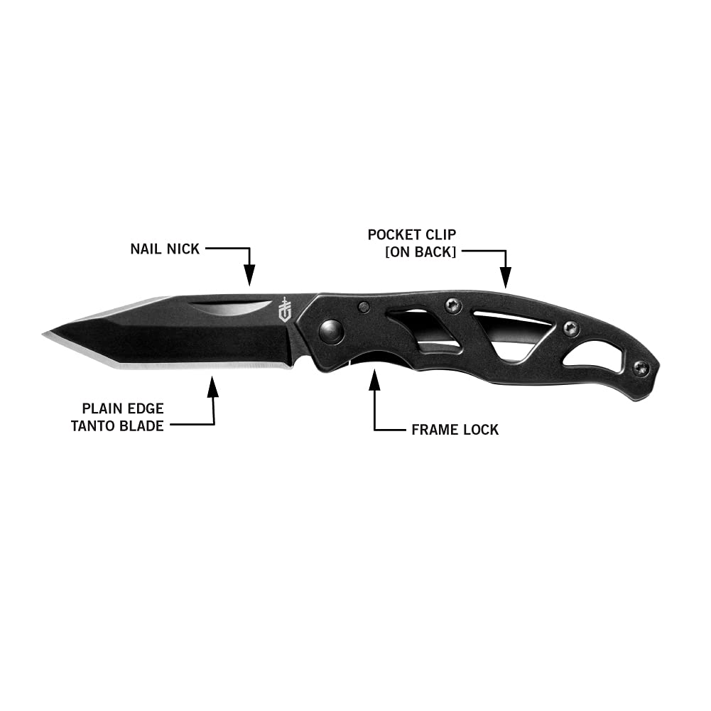 Gerber Paraframe Mini Cuchillo Tanto Point, Negro [31-001729], Pequeño