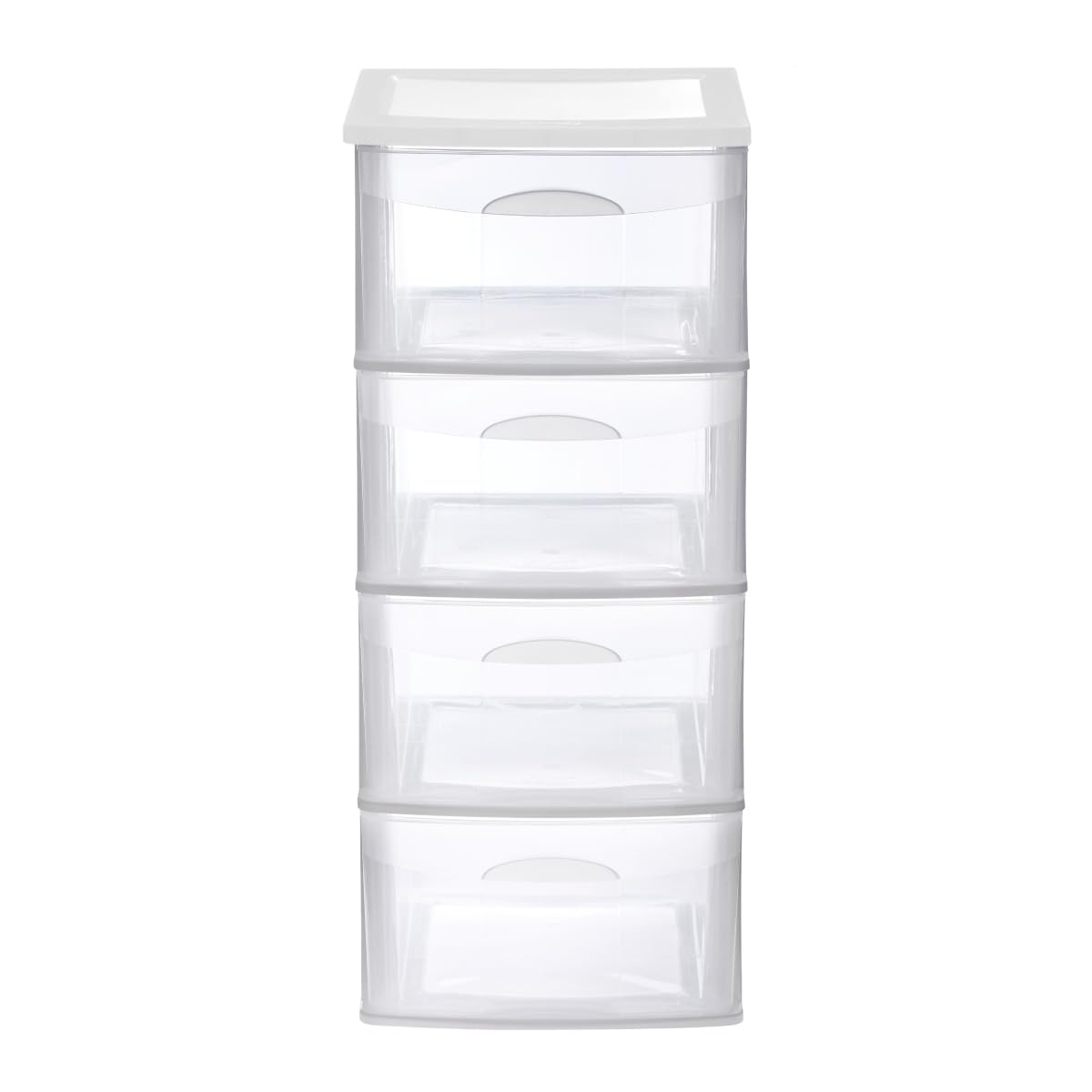 Italhome Cajonera FOX 4 de Plástico 4 Cajones Transparentes, Organizador Multiusos para Hogar y Oficina, Mueble Ligero Resistente, Desarmable Fácil Limpieza, Color Blanco