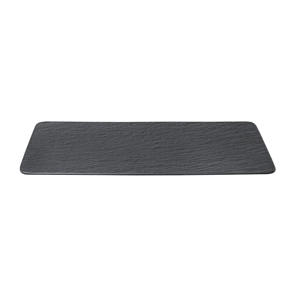 Villeroy & Boch 10-4239-2281 Manufacture Rock - Porción rectangular con forma hermosa, porcelana premium, apto para lavaplatos, negro, 35 x 18 x 1,5 cm