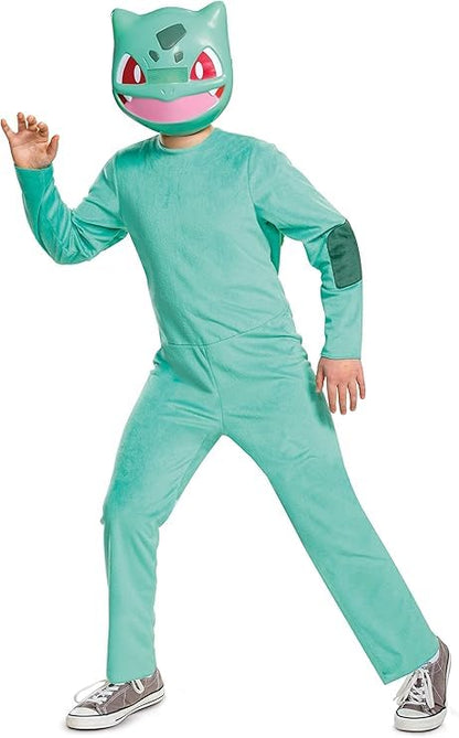 Disfraz de Pokémon Bulbasaur para niños, Traje de Personaje clásico para niños, Talla M (7-8), Verde