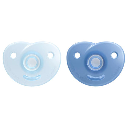 Philips Avent Chupón Soothie Heart Ortodóntico Azul | Mayor confort para su carita | Silicona grado médico | Forma corazón que evita tocar la nariz | 0-6 m | 2 pz | SCF099/21