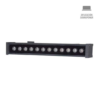 Tecnolite PROMETEO Barra de Luz LED Wall Washer 14.5 W, Luz de Luna Color Azul, IP65, IK08, A prueba de agua y golpes