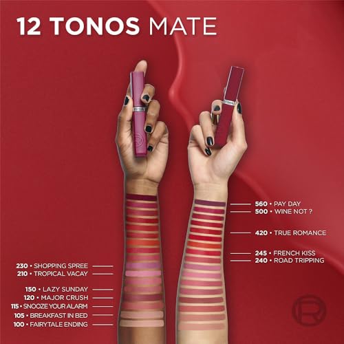 L’Oréal Paris Infaillible Le Matte Resistance Labial Líquido de Larga Duración por 16H, a Prueba de Agua, Color Intenso, con Ácido Hialurónico, Tono True Love
