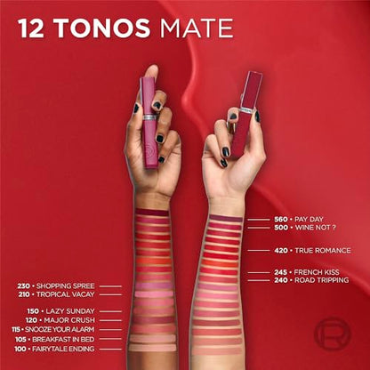 L’Oréal Paris Infaillible Le Matte Resistance Labial Líquido de Larga Duración por 16H, a Prueba de Agua, Color Intenso, con Ácido Hialurónico, Tono True Love