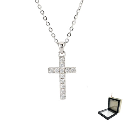 XYPHIELLE Collar de Cruz con Cristales para Mujer, Dije de Plata 925 Brillante, Joyería de Fe y Moda, Regalo para Bautizo, Primera Comunión o Aniversario