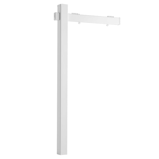 VEVOR Soporte de Carteles de Patio, Altura de 1845 mm, Poste de Letrero de PVC, Brazo de 915 mm, Compatible con Carteles de hasta 610 mm, con Estaca de Acero, Para Inmobiliario Venta Alquiler, Blanco