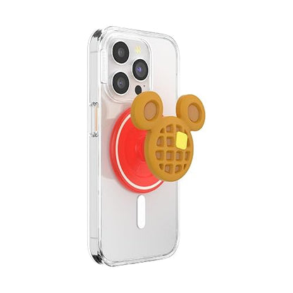 PopSockets - Empuñadura para teléfono MagSafe con Soporte, Soporte magnético, Parte Superior Intercambiable, sujeción Segura para iPhone MagSafe, teléfono y Tablet, Disney, Mickey Waffle