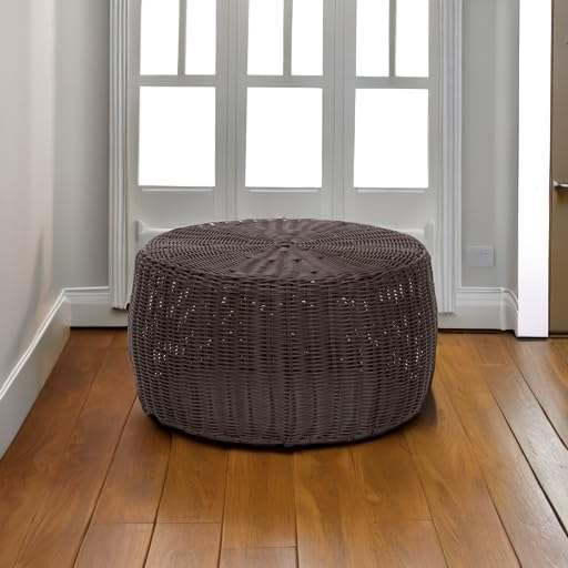 Household Essentials - Mesa de Mimbre de Resina, Mesa Baja, Marrón