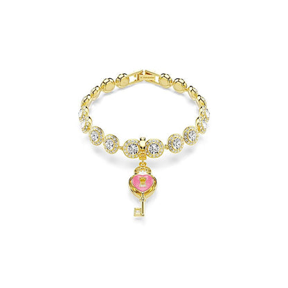 Charm Idyllia, Tallas mixtas, Corazón con llave, Blanco, Acabado en oro de 18 quilates