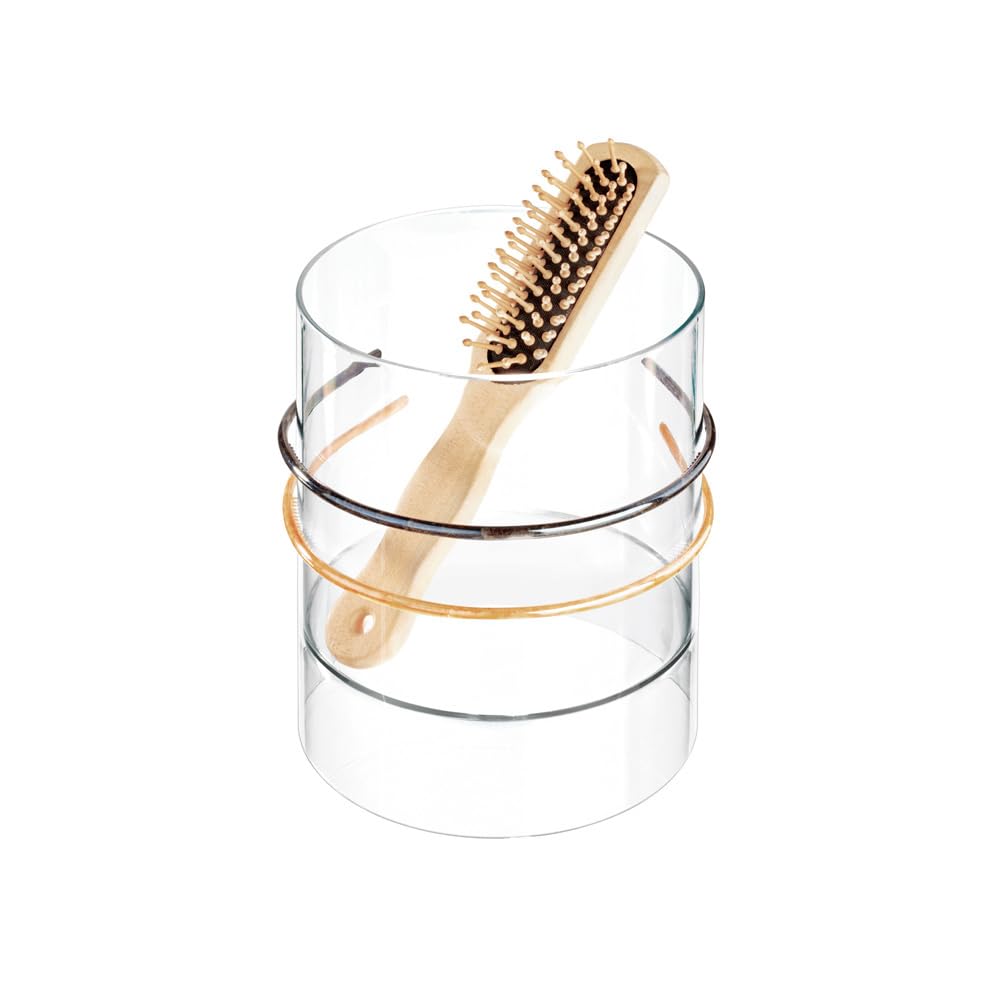 InterDesign Clarity Caja organizadora para Guardar Productos para el Cabello, contenedor plástico con Dos divisiones, Transparente