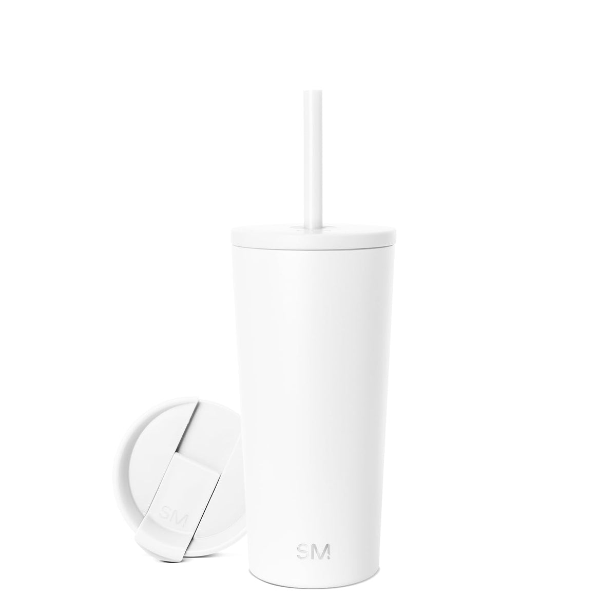 Simple Modern Classic Vaso Térmico con Popote y Tapa Abatible - 590ml - -Winter White