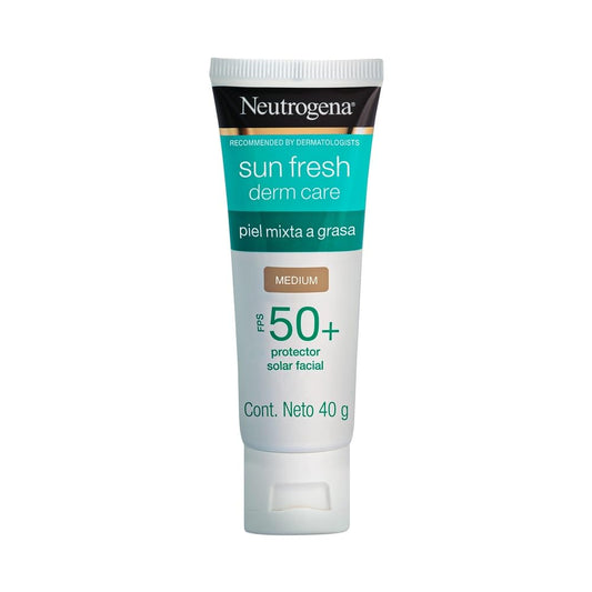Neutrogena Sun fresh Protector Solar Facial Tono Medio Dermcare Niacinamida FPS50+, 40g