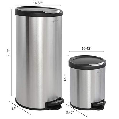 happimess HPM1001A Oscar - Bote de Basura Redondo de 8 galones Abierto con Mini Bote de Basura Gratuito, Moderno, a Prueba de Huellas Dactilares para el hogar, la Cocina, la Oficina, Grande: 7.9