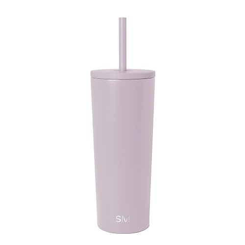 Simple Modern Vaso Térmico con Popote y Tapa|Vaso de Café Botella de Agua Reutilizable de Acero Inoxidable Taza de Café para Viajes|Regalos para Mujeres & Hombres|Classic Colección|710ml|Lavender Mist