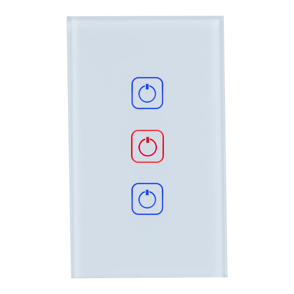 Tecnolite Connect - Apagador Inteligente Táctil WiFi 3 Circuitos, Sin Cable Neutro, Compatible con App móvil, Alexa, Google y Siri, Interruptor Inteligente