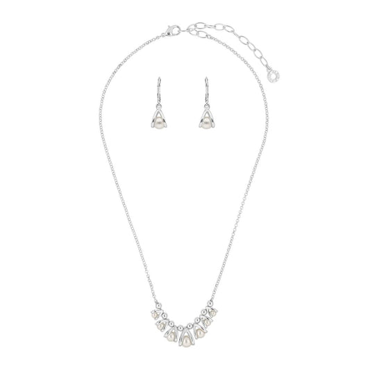 Anne Klein Juego Collar y Aretes Plateado Circular | Mujer, color plateado, 1 collar y 2 aretes, aleación de metales, box set
