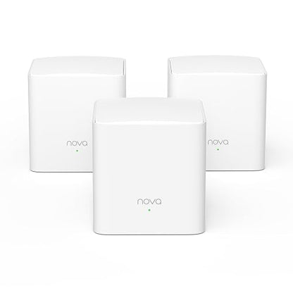Tenda Nova MW5G (3 Pack) Sistema WiFi Mesh AC1200 Doble Banda, Cobertura hasta 280 m², Router Mesh Gigabit para 80 Dispositivos, Red WiFi para Toda la Casa, Reemplaza Router y Extensor