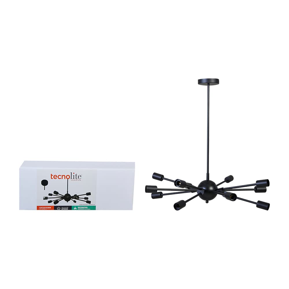 Tecnolite Lámpara Colgante de Metal 1.21 m de Altura, Potencia Máx. 720 W, 12 Bases E27, No incluye focos