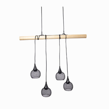 Luminario decorativo para suspender terminado en madera con metal color negro