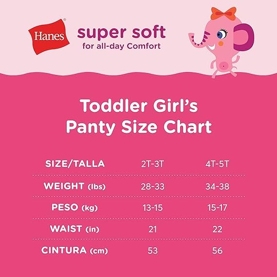 Hanes Paquete Ropa Interior Hipster a la Cadera para Niña Paquete de 10