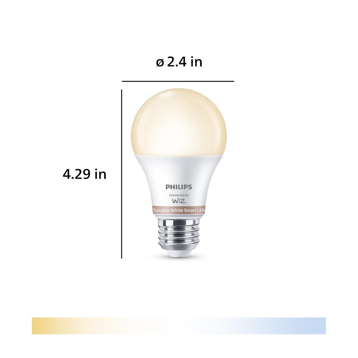 Philips Smart Connected by WiZ Foco A19 Dimeable Luz Cálida a Fría 8.8 W | LED regulable, Luz omnidireccional, Alternativa inteligente