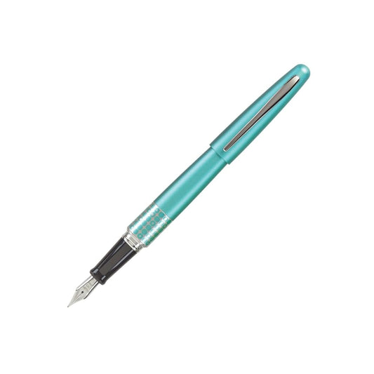 Pilot MR Retro Pop Collection Pluma Estilográfica Punta Mediana, Azul (Metallic Light Blue/Dots Ring), 0.35 mm