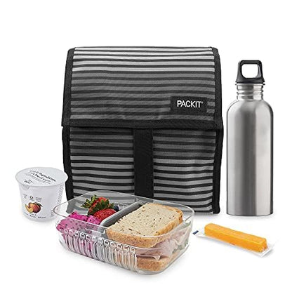 PackIt - Lonchera congelable, Gris (Gray Stripes), 20,32cm, 1