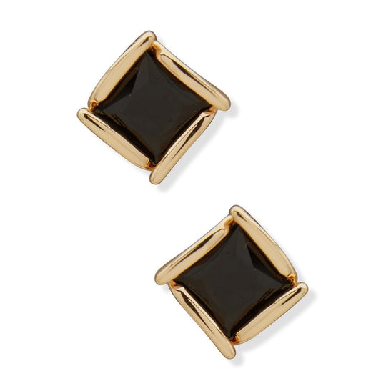 Anne Klein Aretes Dorado Rombo para Mujer | Pequeño, 1 par, forma rombo, aleación metálica con baño dorado, botón