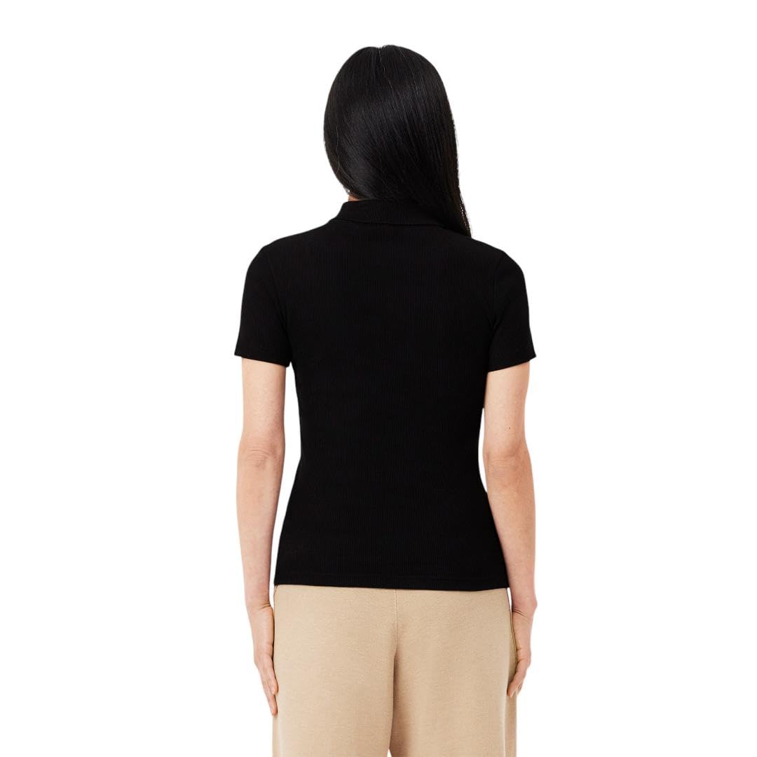 Lacoste Camisa Slim fit de algodón orgánico de Manga Corta para Mujer Slim fit Botones