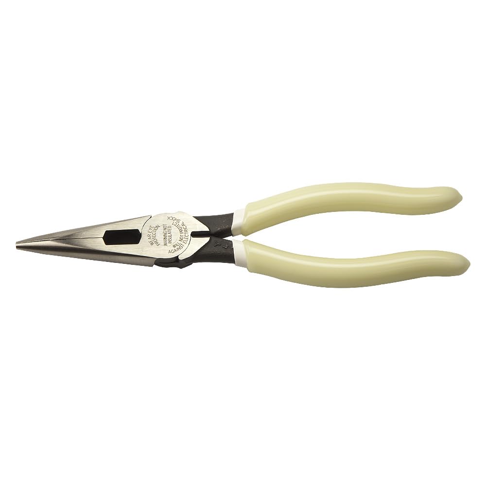 Klein Tools D203-8-GLW Hi-Viz Long-Nose Pliers with Side-Cutting