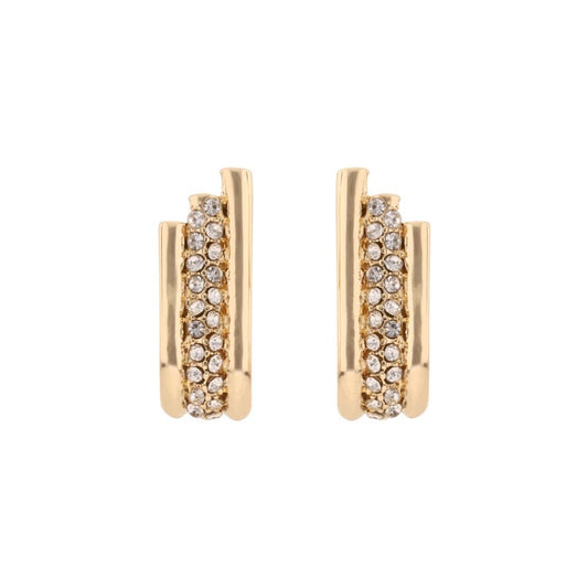 Nine West Aretes Color Dorado Pave Tunnels En Forma Varias De Terminado Brillante para Mujer