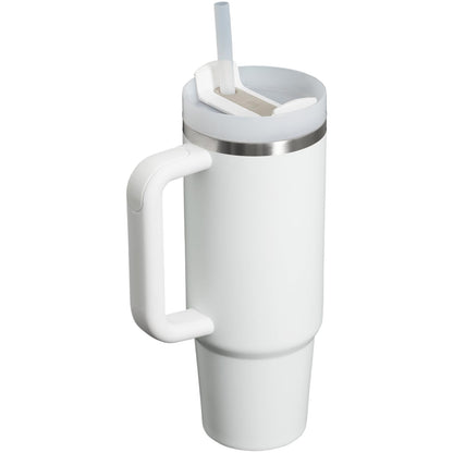 STANLEY - Vaso con asa y pajita de 30 onzas, tapa Flowstate de 3 posiciones, compatible para viajes, vaso de acero inoxidable aislado, sin BPA, escarcha