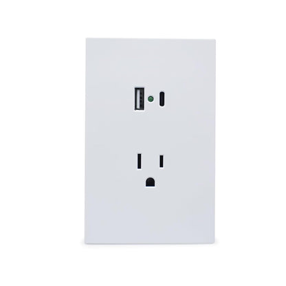 Placa Luxury APL-707 Artlite, Contacto y 2 Salidas USB (Tipo A y Tipo C), Policarbonato + Hierro Galvanizado, 15A, Color Blanco, Materiales de Alta Calidad, Skin Feel