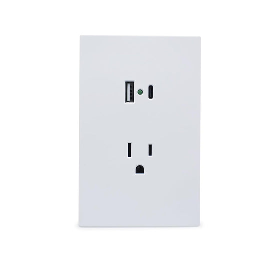 Placa Luxury APL-707 Artlite, Contacto y 2 Salidas USB (Tipo A y Tipo C), Policarbonato + Hierro Galvanizado, 15A, Color Blanco, Materiales de Alta Calidad, Skin Feel