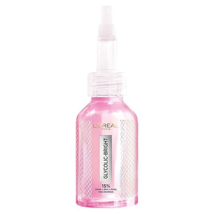 L'Oréal Paris, Glycolic Bright Peeling Exfoliante Facial Anti Manchas, Mejora la Textura y Luminosidad de la Piel, Reduce Poros Abiertos e Imperfecciones, 25 ml.