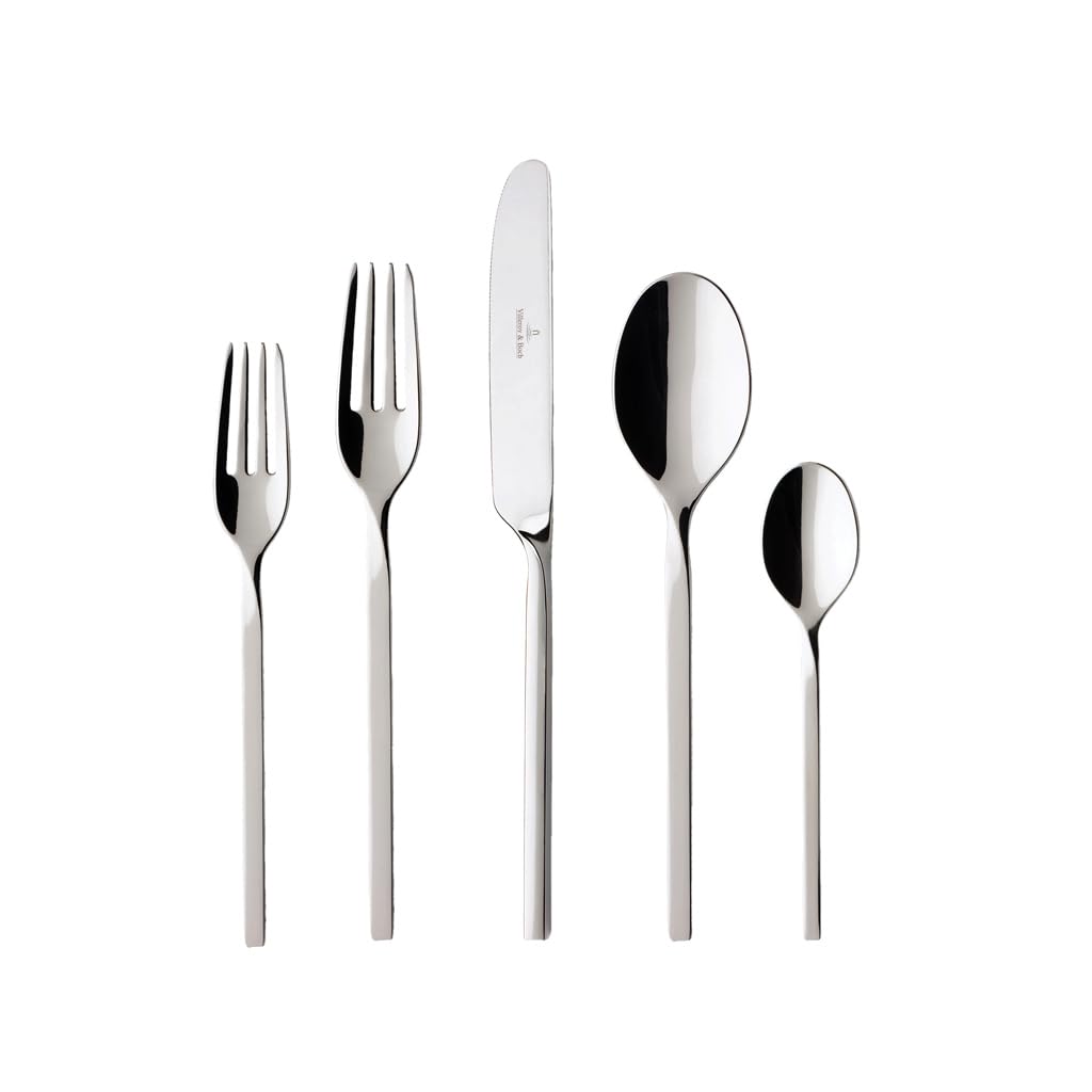 Villeroy & Boch NewWave Collection Juego de cubiertos de 20 piezas, servicio para utensilios de acero inoxidable 4, 18/10, apto para lavaplatos