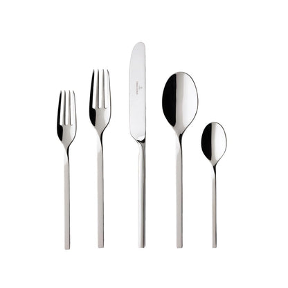 Villeroy & Boch NewWave Collection Juego de cubiertos de 20 piezas, servicio para utensilios de acero inoxidable 4, 18/10, apto para lavaplatos